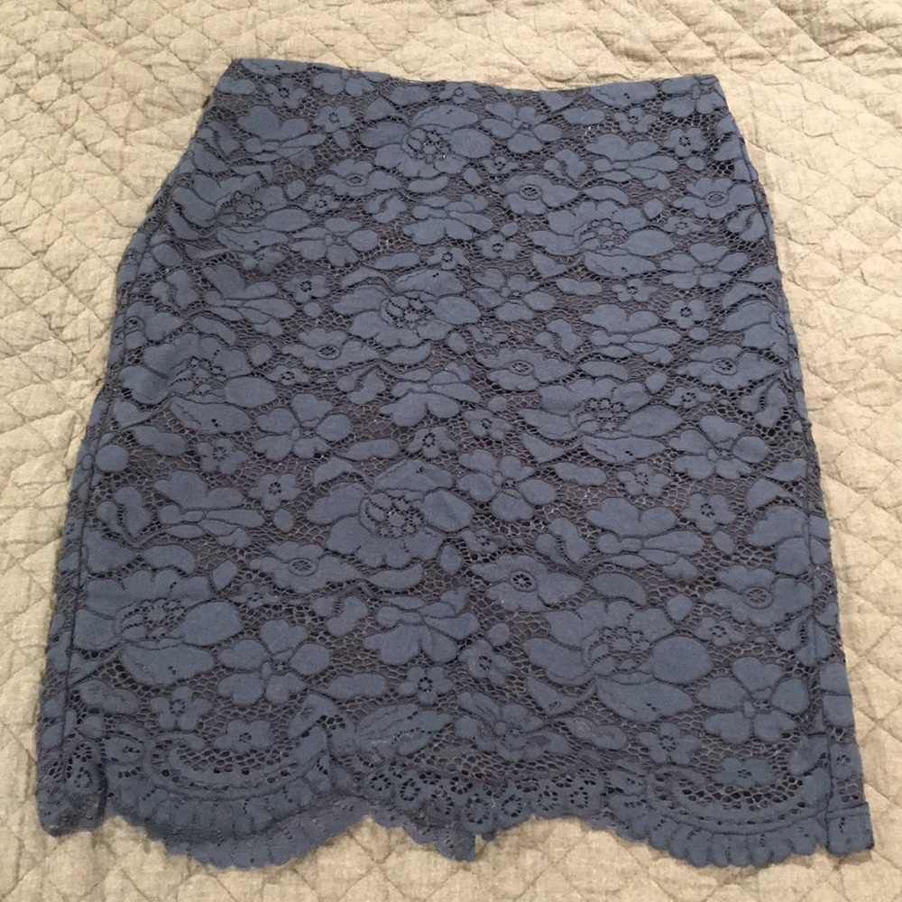 Blue Lace Pencil Skirt